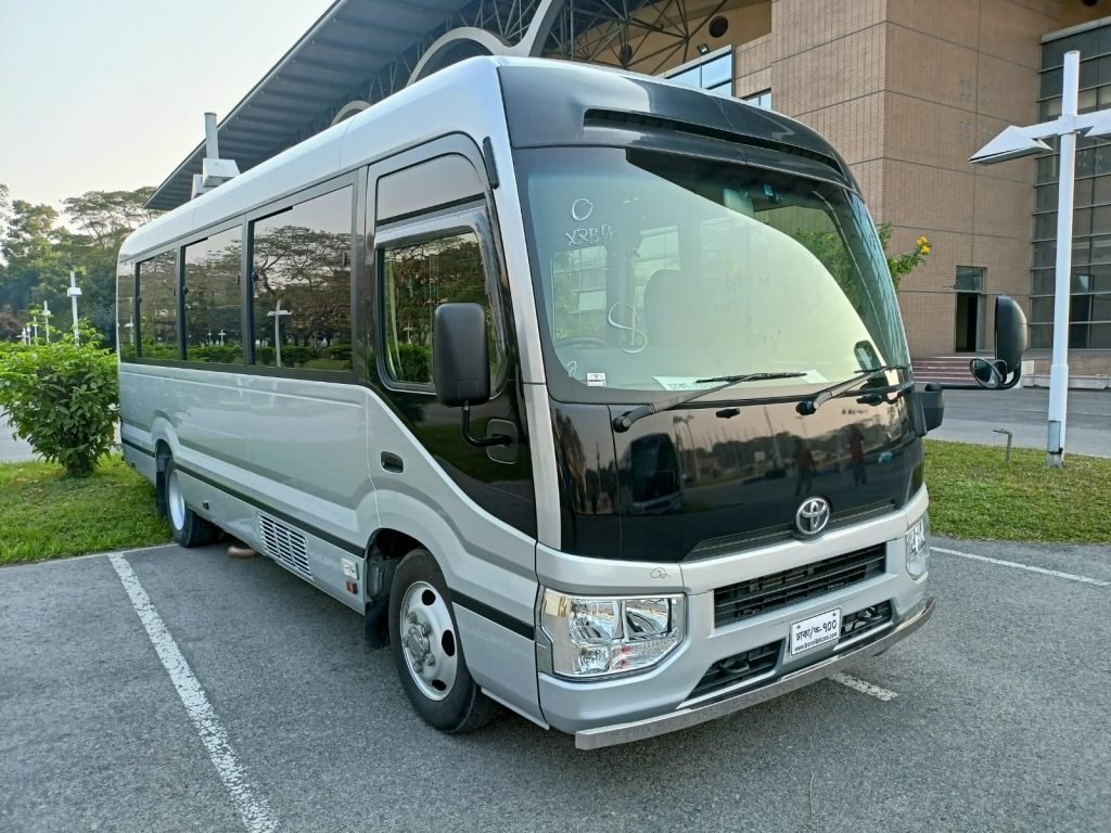 Tourist Bus Booking in Dhanmondi Dhaka Bangladesh. Nissan Civilian Daily, Weekly, Monthly AC Mini Bus Service in Bangladesh